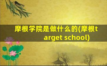 摩根学院是做什么的(摩根target school)